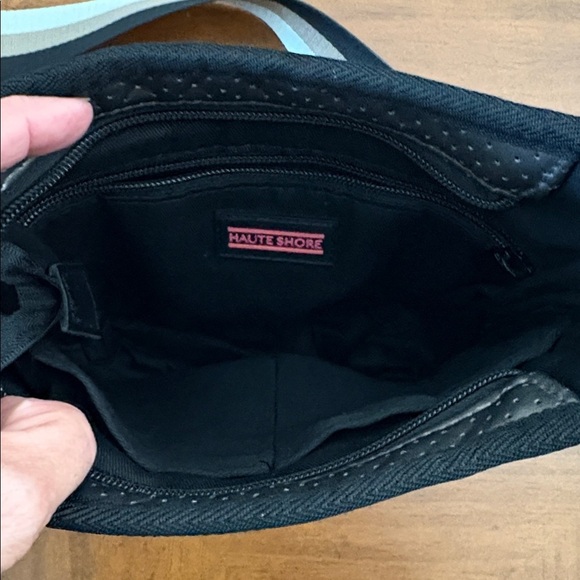 Haute Shore Jeri Ritz Neoprene Crossbody Bag Brown Black - Picture 11 of 16